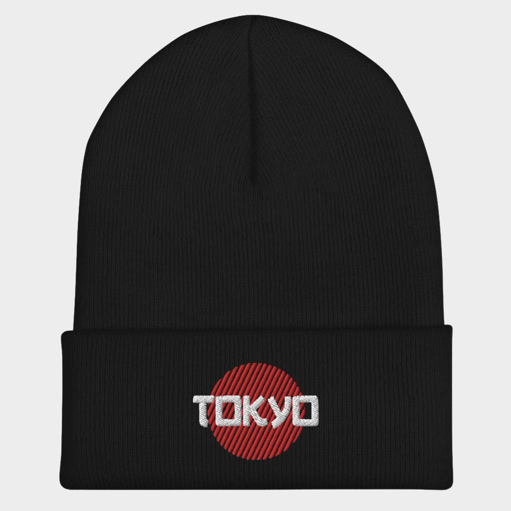 LouVoyage - Beanie Men - Embroidery - Tokyo - Black & Gray