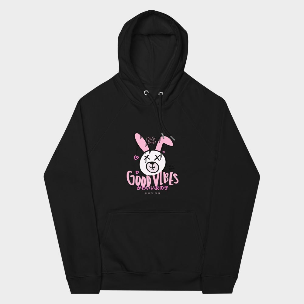 LouVoyage - Hoodie Women - Rabbit in Good Vibes - Black & White - XS/3XL