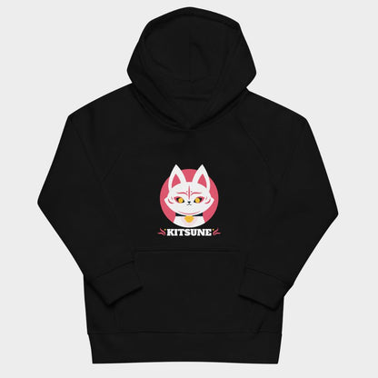 LouVoyage - Hoodie Girls - Kawaii Kitsune - Black & Gray - 4/12Y