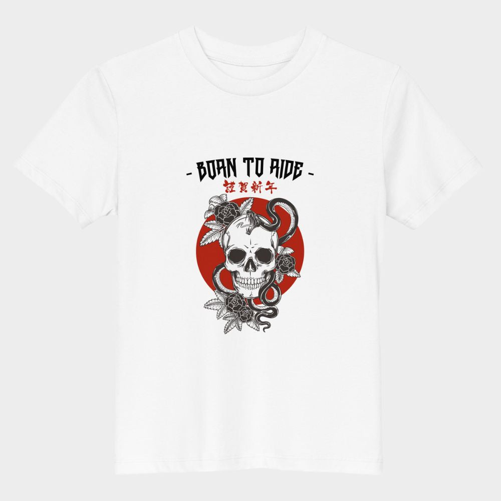 LouVoyage - T-shirt Boys - Born to Ride - White - 3/13Y