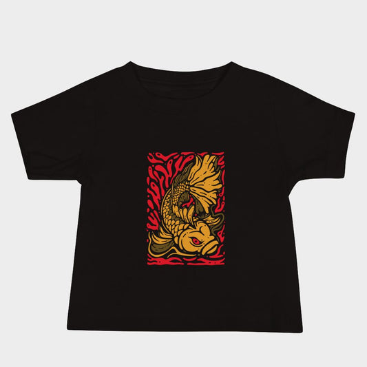 LouVoyage - T-shirt Baby - Koi Carp - Black - 6/24M