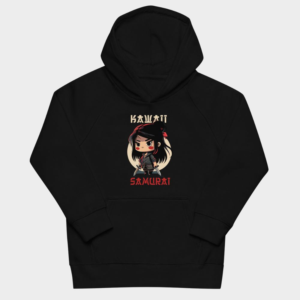 LouVoyage - Hoodie Girls - Kawaii Samurai - Black & Gray - 4/12Y