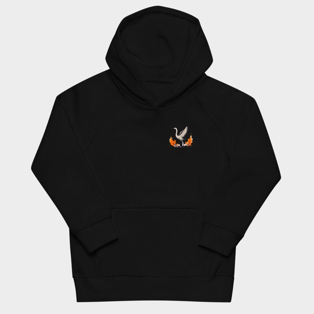 LouVoyage - Hoodie Girls - Japanese Crane Tattoo - Black & Gray - 4/12Y