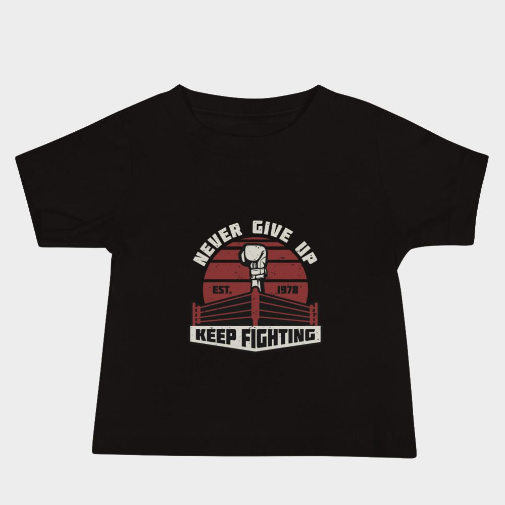 LouVoyage - T-shirt Baby - Boxe Never Give Up - Black - 6/24M