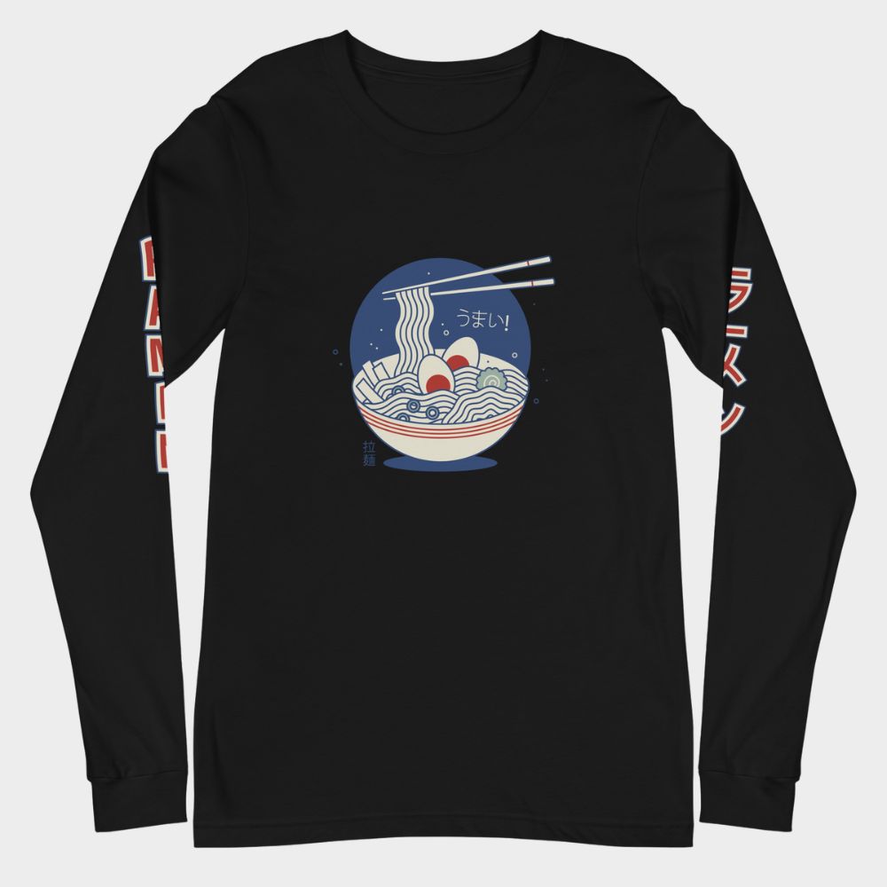 LouVoyage - Long Sleeve T-Shirt Men - Ramen - Black & White - XS/2XL