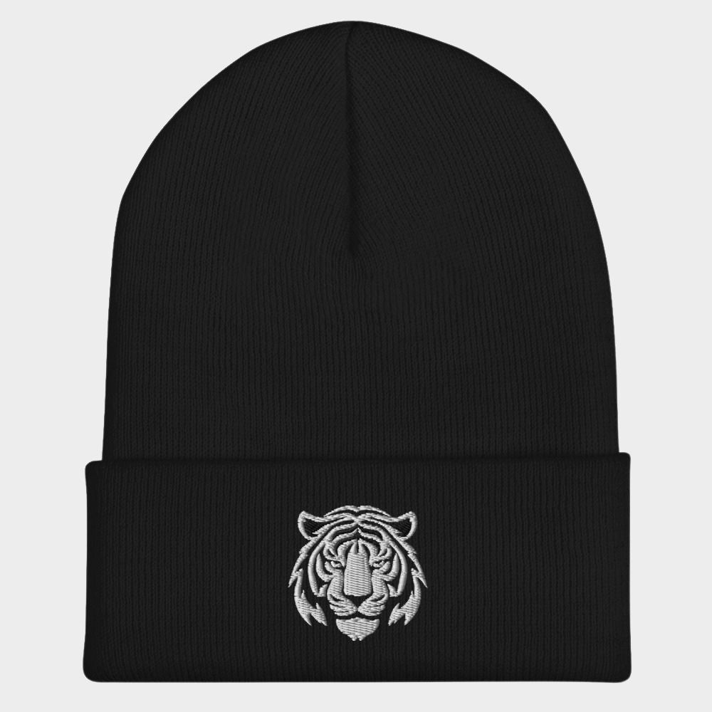 LouVoyage - Beanie Women - Embroidery - Tiger - Black