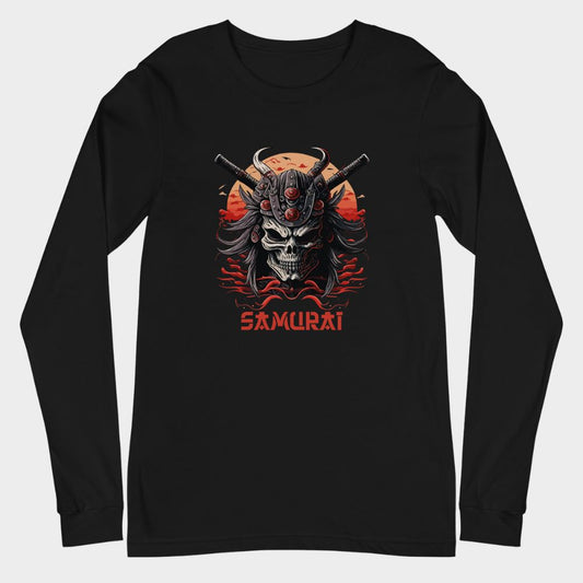 LouVoyage - Long Sleeve T-shirt Men - Death Samurai - Black & White - XS/2XL