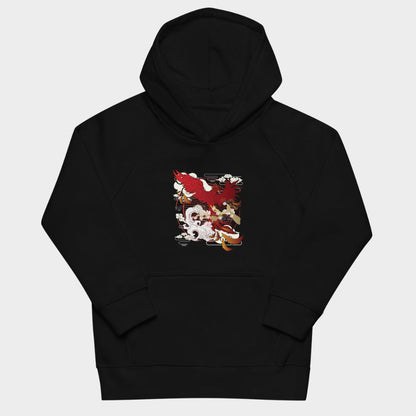 LouVoyage - Hoodie Boys - Japanese Phoenix - Black & Gray - 4/12Y