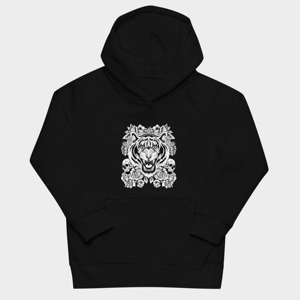 LouVoyage - Hoodie Girls - Tiger of the Shadow - Black & Gray - 4/12Y