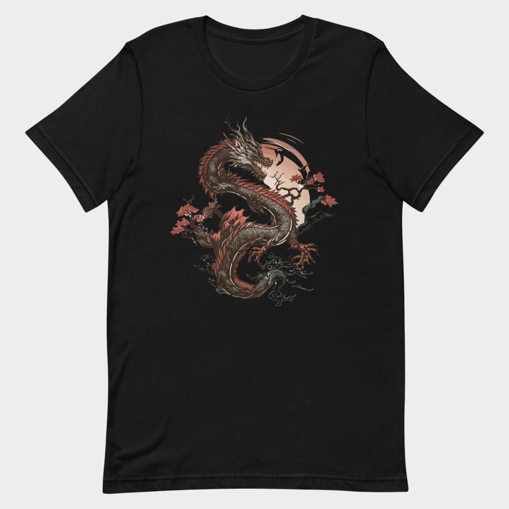 LouVoyage - T-shirt Women - Legendary Dragon - Black & White & Gray - XS/3XL