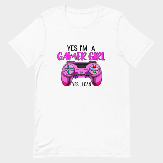 LouVoyage - T-shirt Women - I am a Gamer Girl - White & Gray - XS/3XL