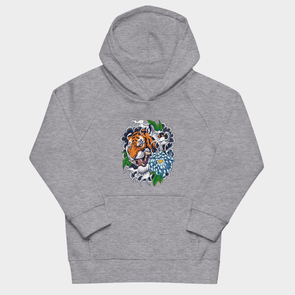 LouVoyage - Hoodie Girls - Tiger Illustration - Gray - 4/12Y