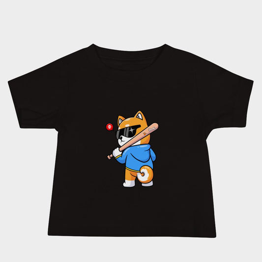 LouVoyage - T-shirt Baby - Kawaii Shiba - Black & White - 6/24M