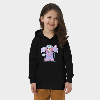 LouVoyage - Hoodie Girls - Kawaii NY - Black & Gray - 4/12Y