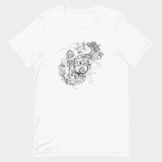 LouVoyage - T-shirt Women - Oni Illustration - White - XS/3XL