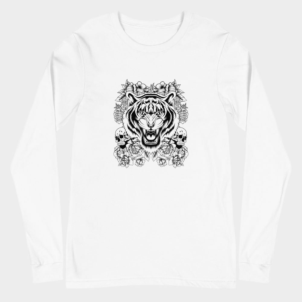 LouVoyage - Long Sleeve T-shirt Women - Shadow Tiger - White - XS/2XL