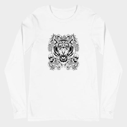 LouVoyage - Long Sleeve T-shirt Women - Shadow Tiger - White - XS/2XL