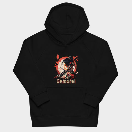 LouVoyage - Hoodie Girls - Samurai Geisha Tattoo - Black & Gray - 4/12Y