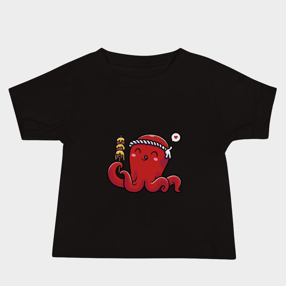 LouVoyage - T-shirt Baby - Kawaii Octopus - Black & White - 6/24M