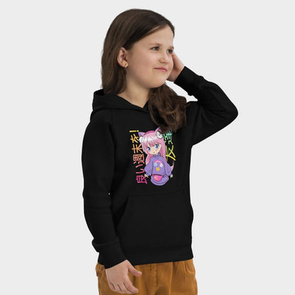 LouVoyage - Hoodie Girls - Kawaii Anime - Black & Gray - 4/12Y