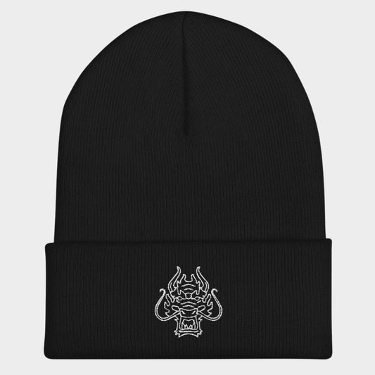 LouVoyage - Beanie Men - Embroidery - Dragon - Black