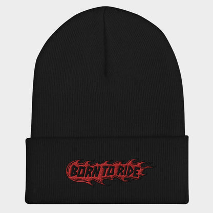 LouVoyage - Beanie Men - Embroidery - Born to Ride - Black