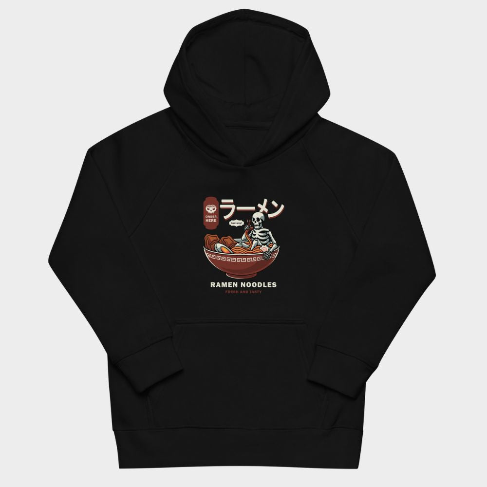 LouVoyage - Hoodie Girls - Ramen Noodles Skull - Black & Gray - 4/12Y