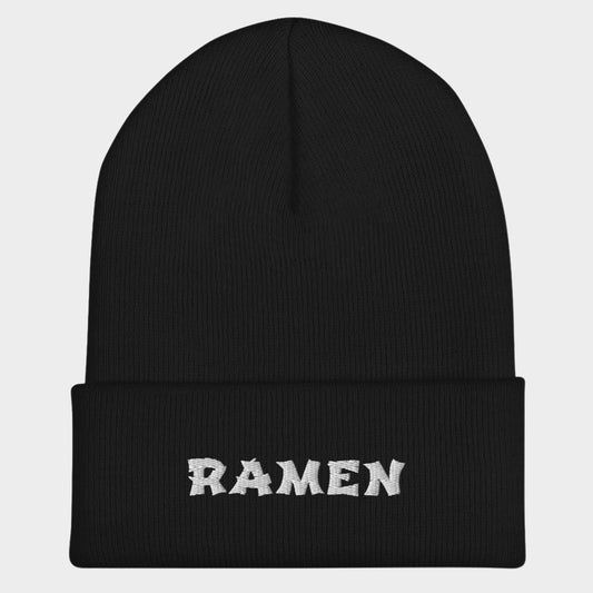 LouVoyage - Beanie Men - Embroidery - Ramen - Black