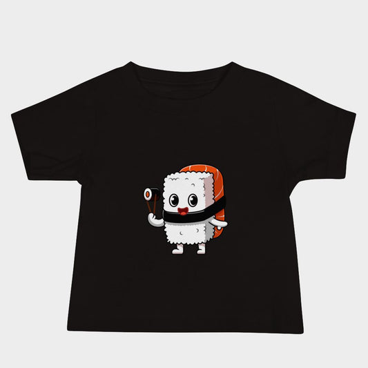 LouVoyage - T-shirt Baby - Kawaii Sushi - Black & White - 6/24M