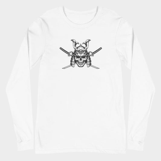 LouVoyage - Long Sleeve T-shirt Women - Samurai Swords - White - XS/2XL