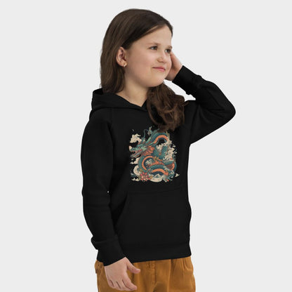 LouVoyage - Hoodie Girls - Mystic Dragon - Black & Gray - 4/12Y