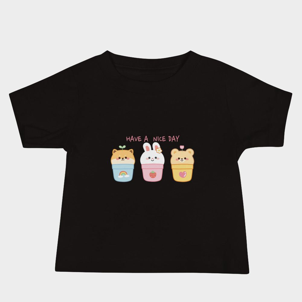 LouVoyage - T-shirt Baby - Kawaii Animals - Black & White - 6/24M