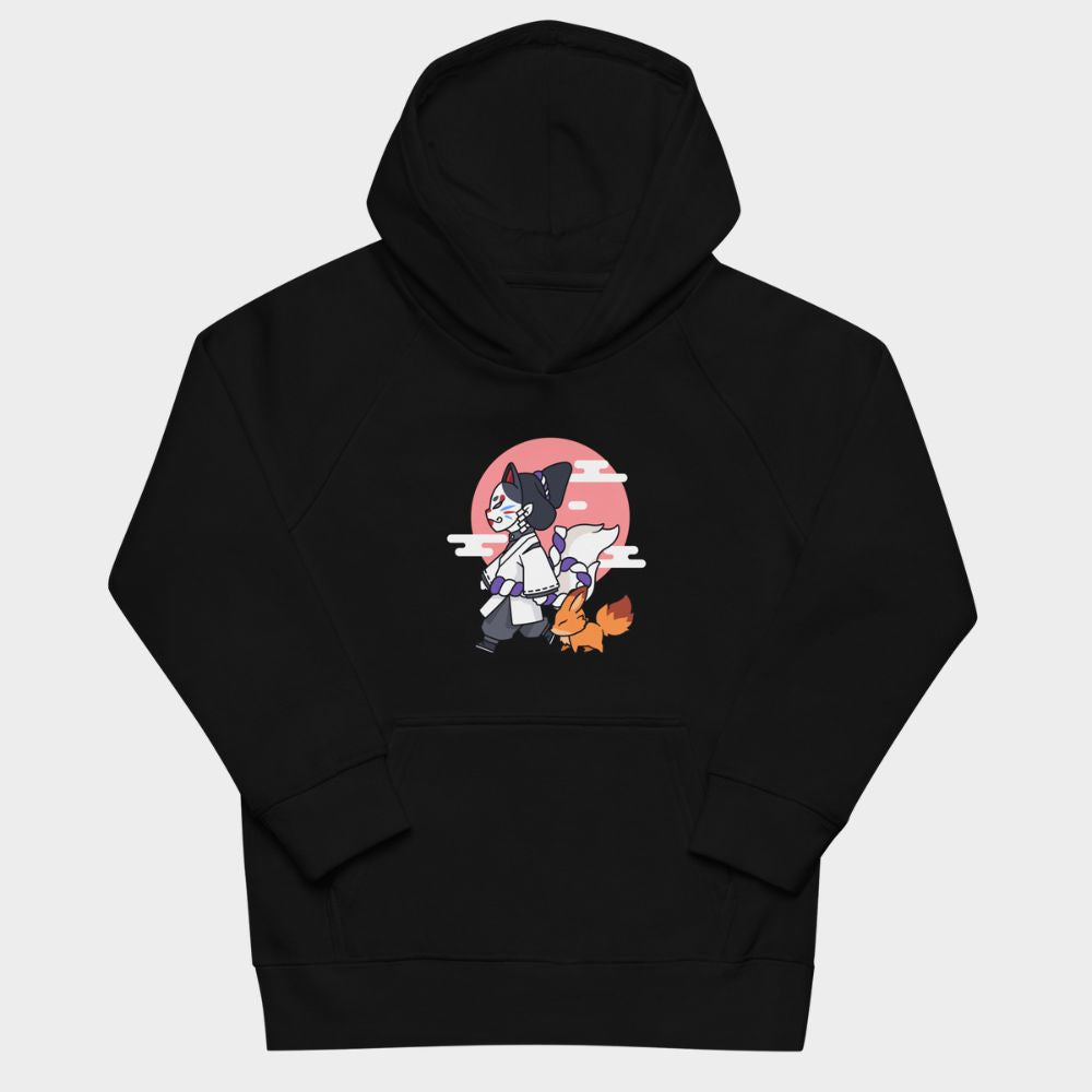 LouVoyage - Hoodie Girls - Kawaii Geisha - Black & Gray - 4/12Y