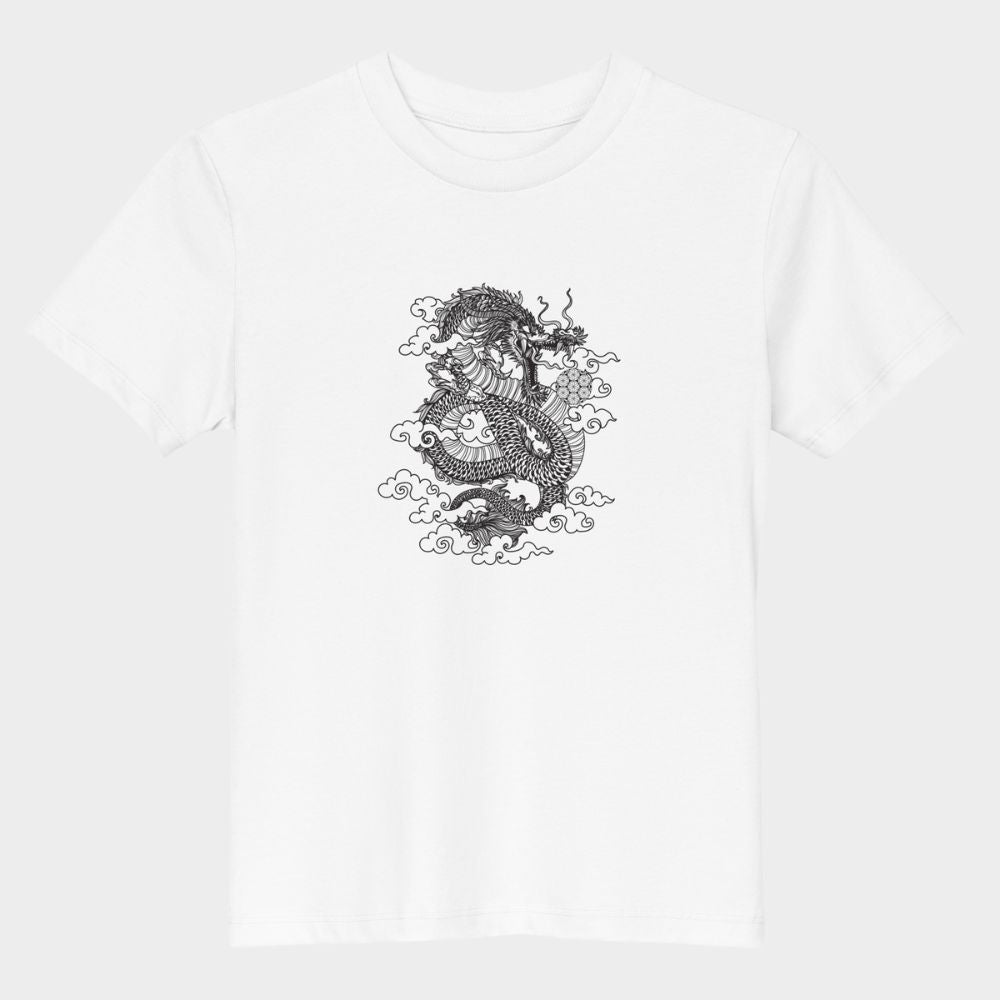 LouVoyage - T-shirt Girls - Black Dragon Tattoo - White - 3/13Y