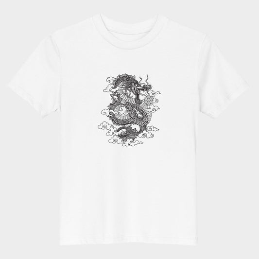 LouVoyage - T-shirt Girls - Black Dragon Tattoo - White - 3/13Y