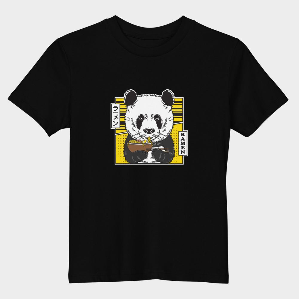 LouVoyage - T-shirt Girls - Panda Love Ramen - Black & White & Blue - 3/13Y