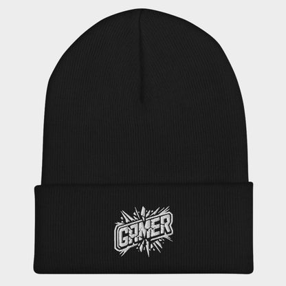 LouVoyage - Beanie Women - Embroidery - Gamer - Black