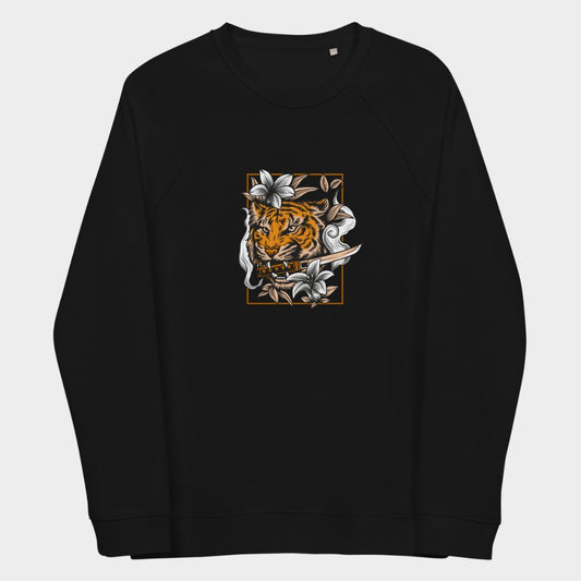 LouVoyage - Pullover Women - Tiger with Katana - Black & Gray & White - XS/3XL