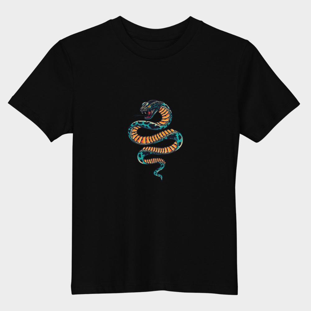 LouVoyage - T-shirt Boys - Snake - Black & White & Blue - 3/13Y