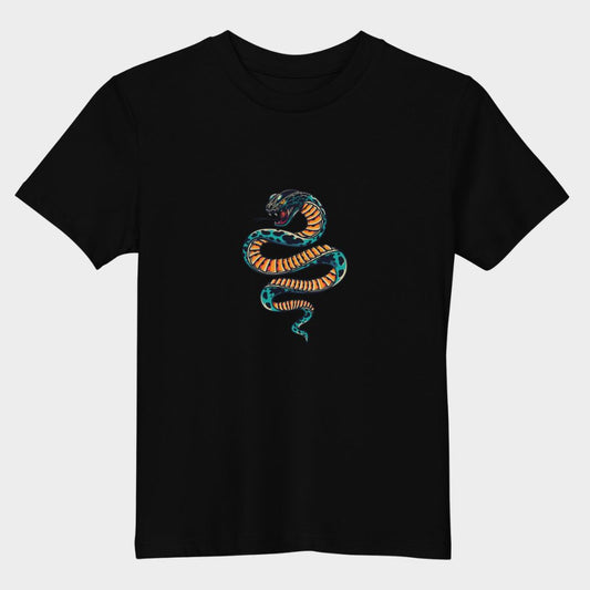 LouVoyage - T-shirt Boys - Snake - Black & White & Blue - 3/13Y