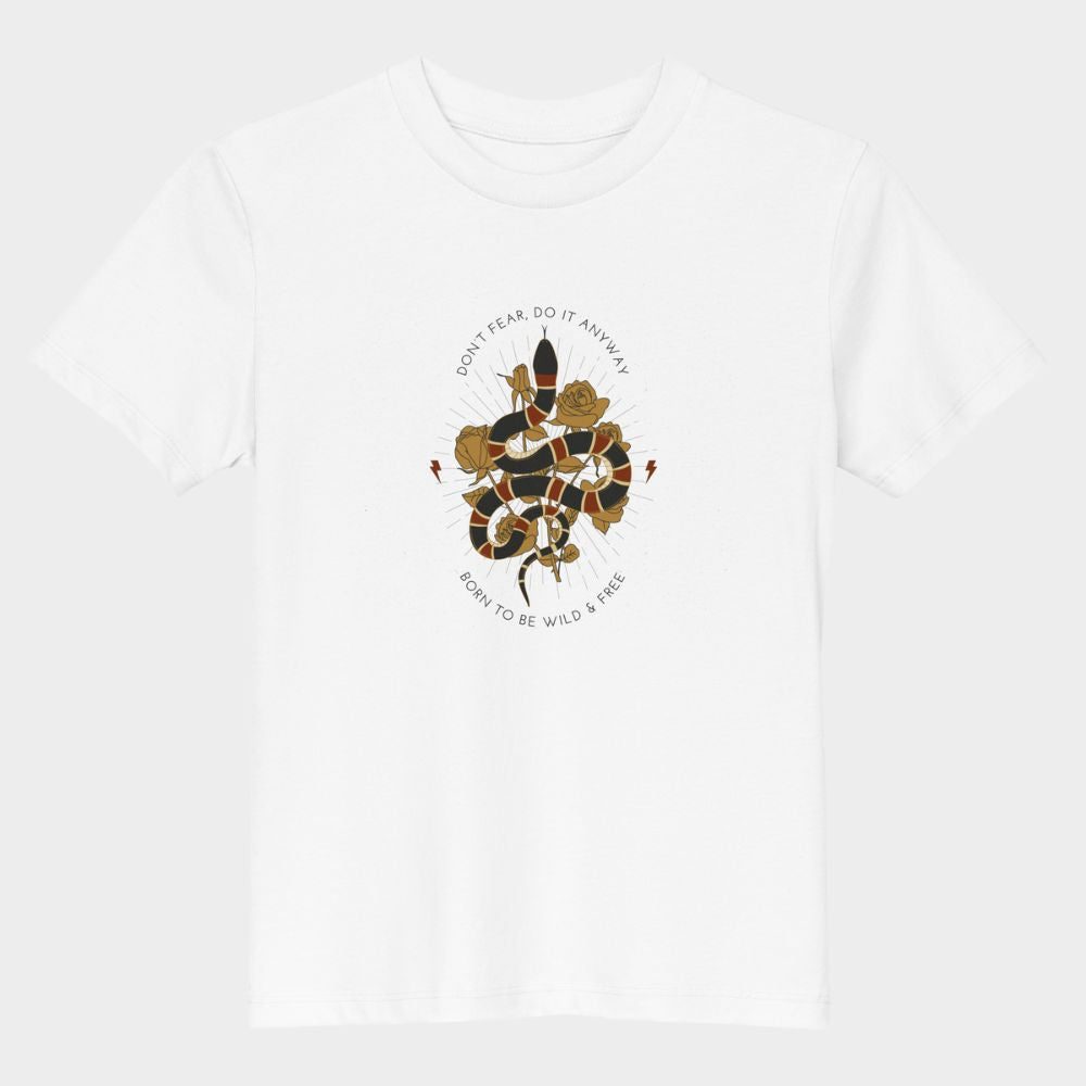 LouVoyage - T-shirt Girls - Snake of the Night - White - 3/13Y