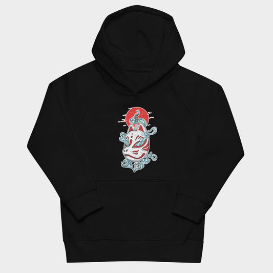 LouVoyage - Hoodie Girls - Japanese Kitsune Style - Black & Gray - 4/12Y