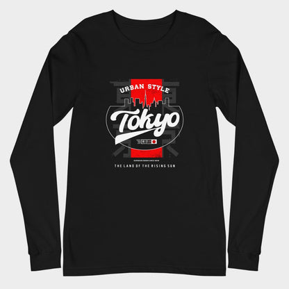 LouVoyage - Long Sleeve T-shirt Men - Urban Tokyo Style - Black - XS/2XL