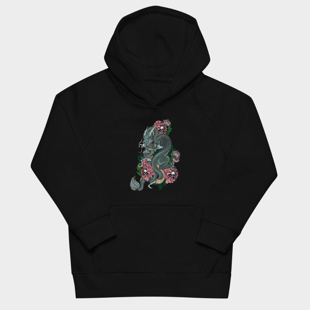 LouVoyage - Hoodie Girls - Dragon x Flower - Black & Gray - 4/12Y