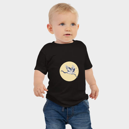 LouVoyage - T-shirt Baby - Japanese Crane - Black & White - 6/24M