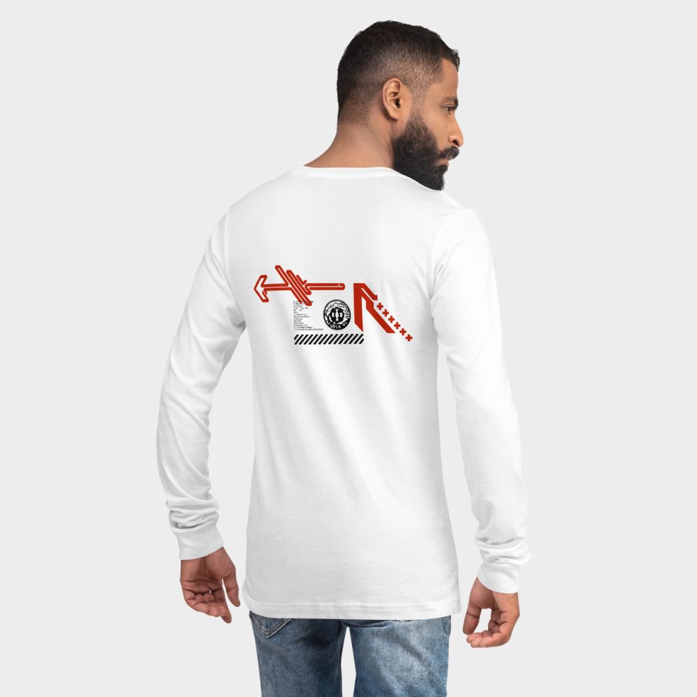 LouVoyage - Long Sleeve T-shirt Men - Cyberpunk - White - XS/2XL