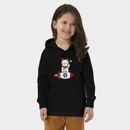 LouVoyage - Hoodie Girls - Kawaii Cat - Black & Gray - 4/12Y