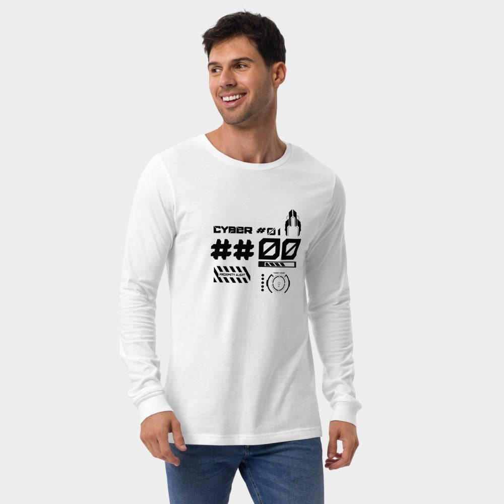 LouVoyage - Long Sleeve T-shirt Men - Cyber #01 - White - XS/2XL