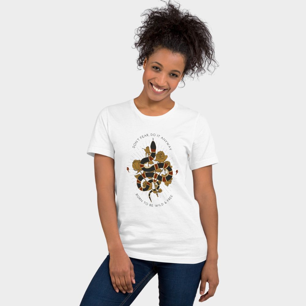 LouVoyage - T-shirt Women - Snake Phylosophy - White & Gray - XS/3XL