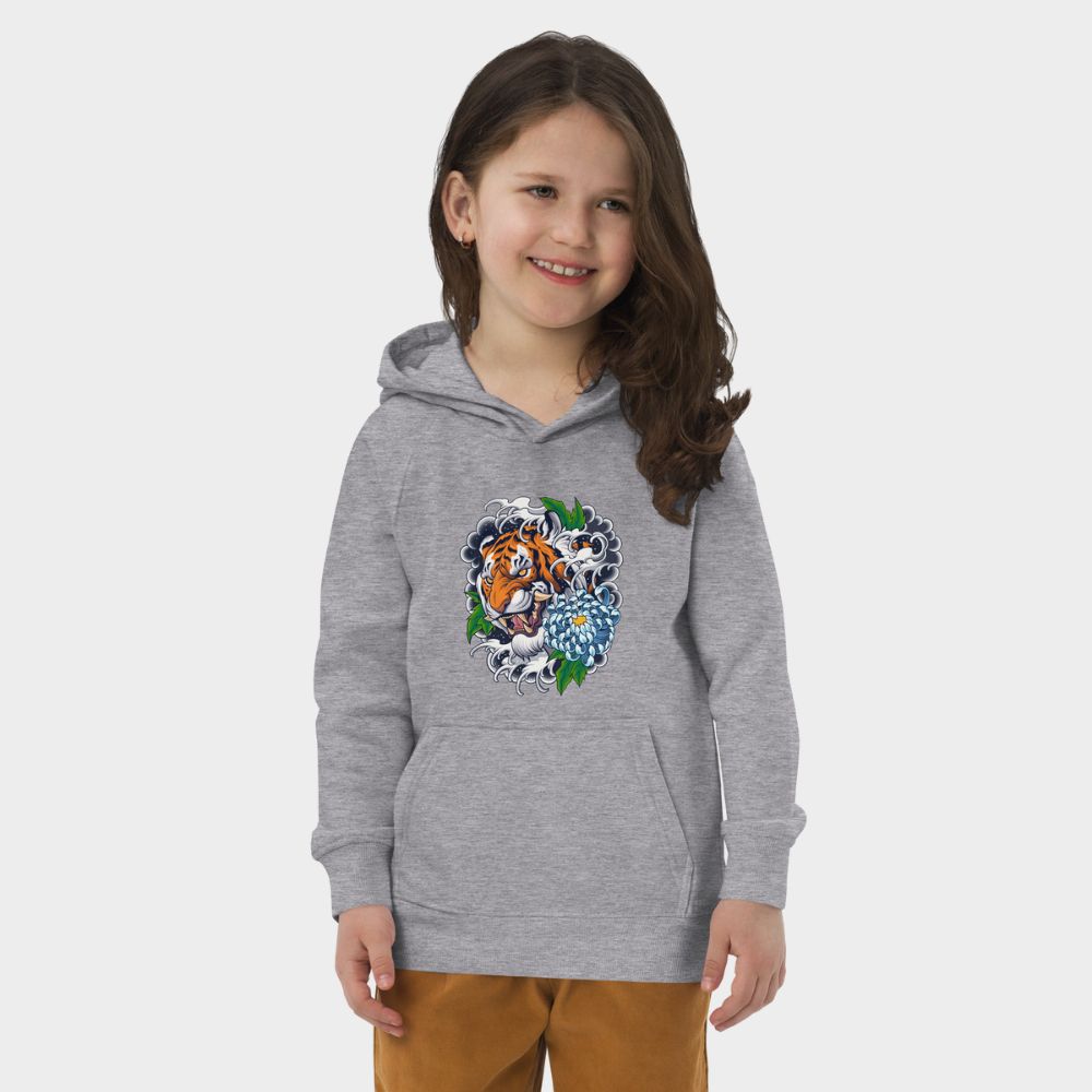 LouVoyage - Hoodie Girls - Tiger Illustration - Gray - 4/12Y